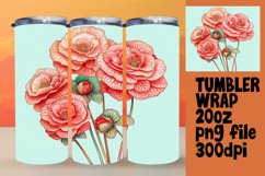 Watercolor Flowers Tumbler Wrap 20oz Sublimation Design Product Image 1
