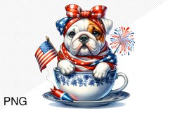 4th Of July Bull Dog Sublimation - 4th of july Clipart PNG Product Image 1