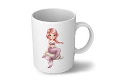 Mermaid Princess Cute Pink Hair Tail Rock PNG Summer Girl Product Image 6