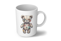 Stitched Teddy Bear Doll Button Eyes Halloween PNG Cute Product Image 6