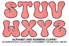 Summer Alphabet & Numbers PNG Clipart Doodle Letters 300 DPI Product Image 4
