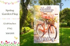 Hello Spring Garden Flag Design, Floral Bicycle Garden Flag Product Image 1