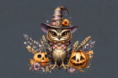 Watercolor Halloween Owls. PNG sublimation BUNDLE Product Image 16