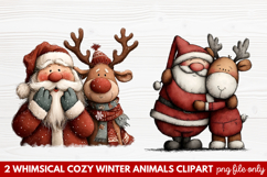 Whimsical Cozy Winter Animals Clipart | Cute Winter Wildlife Product Image 1