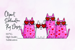 Cute Cats with Heart Sunglasses Sublimation PNG Design Product Image 1