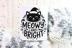 Meowy And Bright Svg, Funny Cat Christmas Svg, Cat Lover Svg Product Image 10