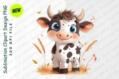 Cute Cartoon Calf With Big Blue Eyes Clipart Product Image 1