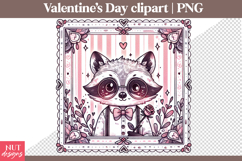 Valentines day clipart Preppy Valentine Raccoon Clipart PNG Product Image 1