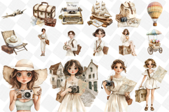 Antique Ivory Travel Clipart - Summer clipart - Set Of 60 Pn Product Image 2