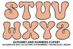 Retro Groovy Alphabert PNG 70s Numbers &amp; Letters 300 DPI Product Image 4