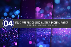 Blue Purple Cosmic Glitter Digital Paper Product Image 1
