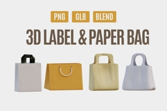 3D Label &amp; Paper Bag Icons Pack 04 Product Image 1