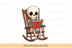 Skeleton Reading a Book PNG Sticker Sublimation Product Image 1