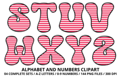 Stripes Alphabet Letters &amp; Numbers Clipart PNG 300DI Product Image 4