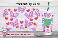 Butterfly svg, heart svg for Full Wrap Venti Cold Cup 24 oz Product Image 4
