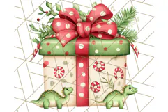 Christmas Dinosaur PNG Clipart, Cute Dino Holiday Art Png Product Image 2