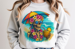 Colorful Skeleton Cocktail and Floral Crown Illustration Product Image 1