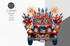 Patriotic clipart, Car festive 4th of July, Product Image 1