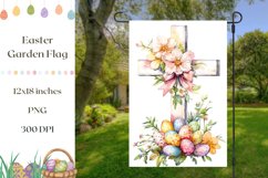 Watercolor Easter Garden Flag, Easter Cross Garden Flag PNG Product Image 1