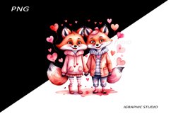 Valentine animal couple clipart, Valentine fox png Product Image 1
