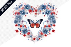 Butterfly And Floral Heart - 4Th Of July Sublimation Design Product Image 1