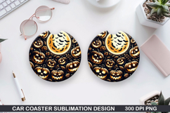 Pumpkins Car Coaster Sublimation| Halloween Coaster PNG Product Image 1