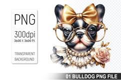 Watercolor Cute Bulldog Clipart PNG Bundle, Bulldog Art Product Image 14
