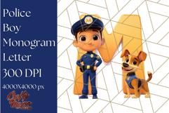 Police Officer Boy Letter M Clipart | Cop Alphabet PNG Product Image 1