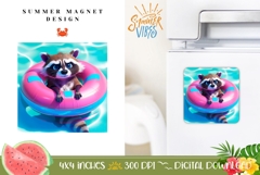 Funny Raccoon Magnet Sublimation, Summer Magnet Print Product Image 1
