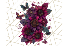 Sunflower and Butterfly PNG Clipart, Bright Jewel Tones Png Product Image 2