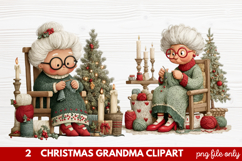 Christmas Grandma Clipart | Cute Holiday Granny PNG Illustra Product Image 1