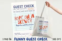 Funny Guest Check PNG Vintage Diner Style, Sublimation PNG. Product Image 1