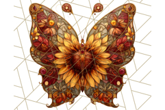 Stained Glass Butterfly and Sunflower PNG Clipart Product Image 2