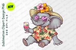 Cartoon Elephant Relaxing With Drink Clipart Product Image 1