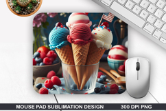 Ice Cream Mouse Pad Sublimation, 4th Of July Mouse Pad PNG Product Image 1