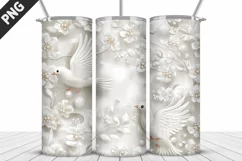 3D Christmas Doves Tumbler Wrap - 20 Oz Skinny Tumbler PNG Product Image 2