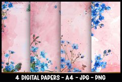 4 Vintage Floral Digital Papers I Junk Journal Product Image 1
