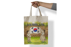 Hanbok Kids Holding Taegeukgi High Wall Scene PNG Product Image 7