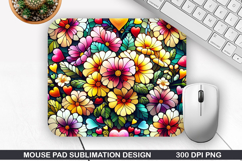 Flower Mouse Pad Sublimation, Spring Flower Mouse Pad PNG Product Image 1