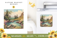 Nature Magnet PNG, River Magnet Sublimation Product Image 1
