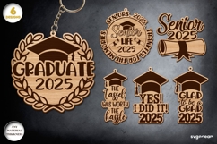 Graduation Keychaine Laser Cut Bundle | Keyring | Glowforge Product Image 1