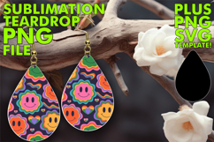 Bold Teardrop Earrings Gift PNG, Funky Pattern Product Image 1