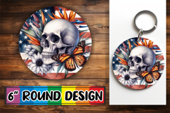 Timeless Circle Keychain Magic PNG, Skull USA Product Image 1
