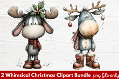 2 Whimsical Christmas Clipart | Cute Festive Holiday PNG Product Image 1