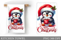 Cute Penguin Kitchen Towel. Christmas Kitchen Towel Design Product Image 1