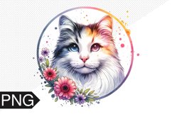 Cat Flowers Sublimation - Cat Flowers Clipart PNG Design Product Image 1