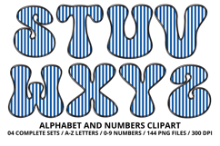 Stripes Alphabet Letters &amp; Numbers Clipart PNG 300DI Product Image 4