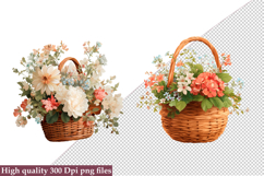 Watercolor Flower Basket Clipart, Flower Basket PNG Product Image 1