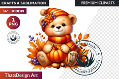 Cute Autumn thanksgiving Baby animal and Pumpkin PNG clipart Product Image 1