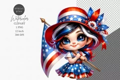 Gnome patriotic clipart, Gnome girl clipart, Product Image 1